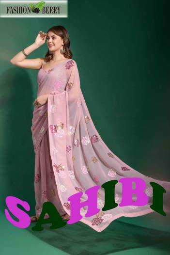 SAHIBI BY FASHION BERRY SEQUIN FLOWER SARRES  MANUFACTURE IN SURAT	